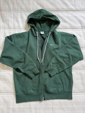 Nike Men's Dark Green Full-Zip Hooded Sweatshirt